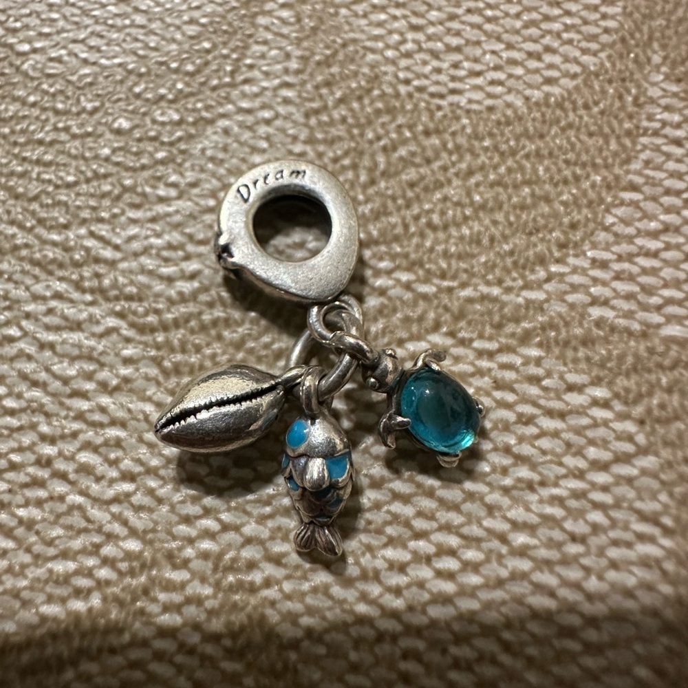 Pandora Fish, Sea Turtle & Conch Triple Dangle Charm